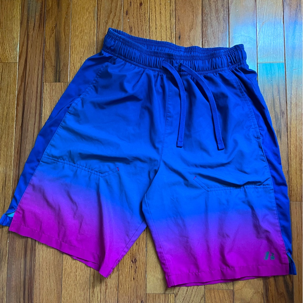 Blue Ombre Boy 18 XXL Russell Athletic Drawstring Shorts Blue/Purple/Pink Men XS